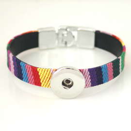 Armband stof regenboog 1 click 18 mm