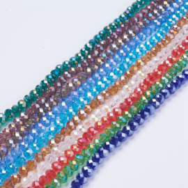 15 x Briolette kristalkralen mix 6 x 4mm gat: 1mm electroplated