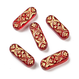 10 x Ornament acryl kralen ovaal/bloem 19 mm – gat 1,6 mm – crimson