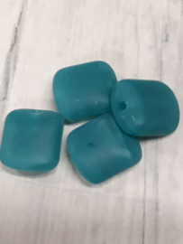 10 x mooie groen/blauwe platte glaskraal 11 x 10 mm gat: 1 mm