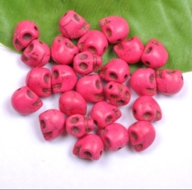 10 keramiek Howlite skulls fuchsia c.a. 10mm Gat: 1mm