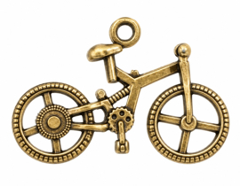 2 x Metalen bedels fiets 50 x 28 mm – geelkoperkleur