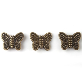 10 x Tibetaans zilveren vlinderkralen 10x8 mm per stuk geel koper