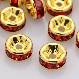 50 stuks Kristal Rondellen 8 mm goudkleur Siam gat: 1,5mm (39 x 50 stuks zoek)