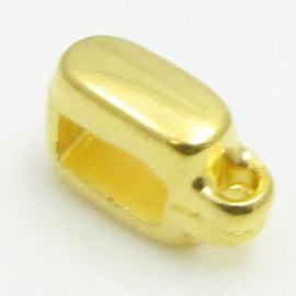 1x DQ metaal schuiver goud kleur ca. 10 x 6 x 4mm Ø5 x 3mm, oogje 1mm (Nikkelvrij)