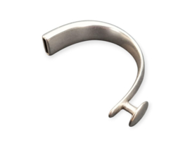 1 x DQ metaal halve armband, ronde knop  Antiek zilverkleur ca. 61 x 27mm, gat 4x8mm (Nikkelvrij)