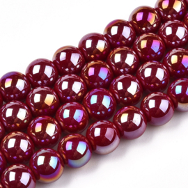 10 x Diamond coated glaskralen 8~8,5mm gat: 1,5mm Dark Red