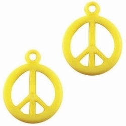 10 x Kunststof hanger Peace Geel 17 mm