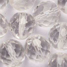 15 x  ronde  Tsjechische kralen facet kristal  6mm transparant Gat c.a.: 1mm