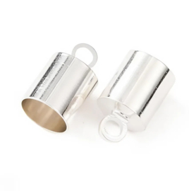 4 x Eindkapje zilverkleur 10 x 6 mm – oogje 1,2 mm – binnenmaat Ø 5,5 mm