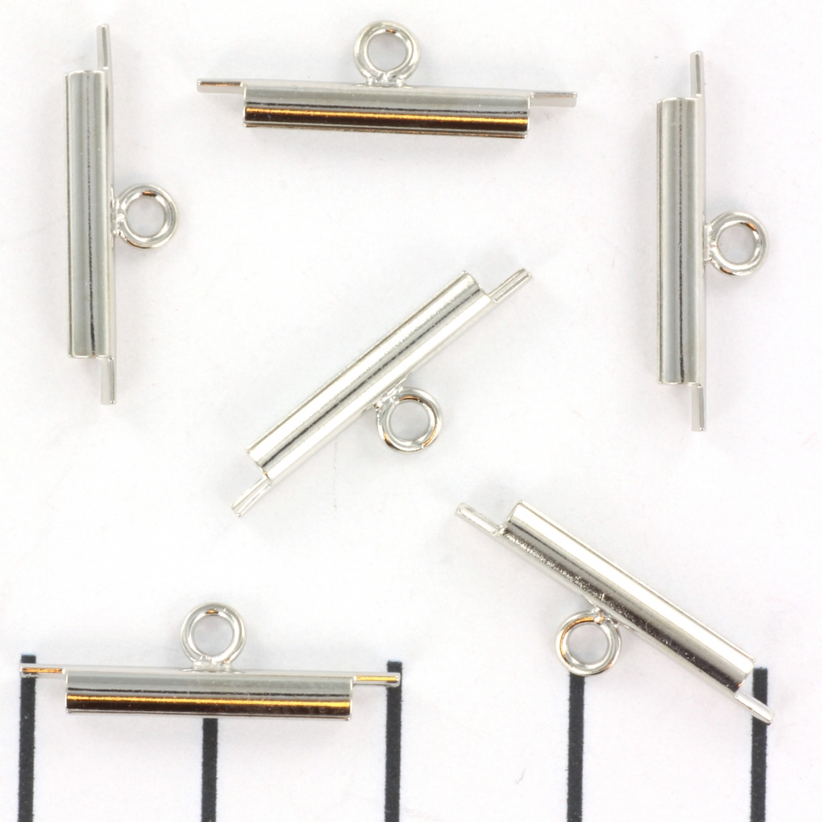 2 x Miyuki Slide End Tubes voor Delica's – platinum kleur 15 x 6 mm Ø 1,6 mm