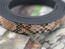 1 meter echt lederen snakeskin coffee camouflage 10 x 2mm