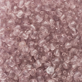 20 x ronde Tsjechische kralen facet kristal 4mm Kleur: licht paars Gat: 1mm