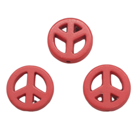 3 x  syntetische howlite roze peace kraal 15 x 4mm gat 1,5mm