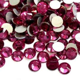 2 x Swarovski dark fuchsia plat strass steentje 6mm