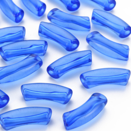 10 x Acryl kralen tube transparant Royal Blue ca. 32x8mm (gat Ø1.8mm)