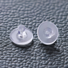 10 x achterkantjes/stoppers voor oorbellen hypoallergeen kunststof 6 x 10mm, gat: 0,5mm