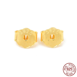 1 paar 925 sterling zilveren oorbelstoppers 4,5 x 4 x 2 mm – gat ca. 0,9 mm – 18K verguld