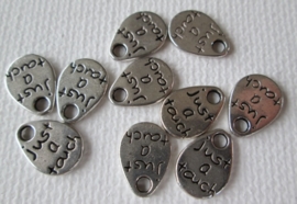 10 stuks tibetaans zilveren bedeltjes just a touch 11 x 8 x 1mm gat: 1mm