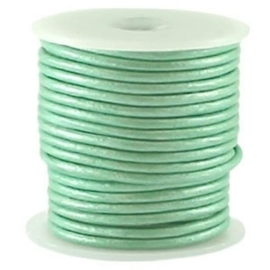 50 cm DQ Leer rond 2 mm Turquoise groen metallic