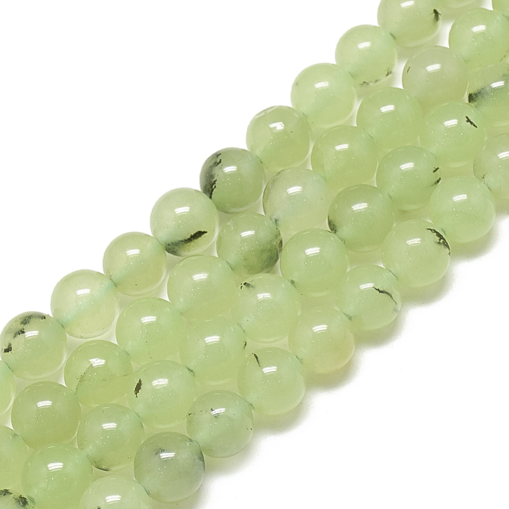 10 x edelsteen kralen van Prehniet – 6 mm – kleur lichtgroen – gat ca. 1 mm