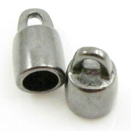 1 x DQ metaal  Eindkap 11 x 6 mm diameter 4 mm oogje 3 mm Hematiet kleur (Nikkelvrij)