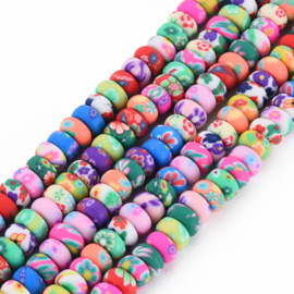 20 x Polymeer kralen rondellen Multicolour 6,5 x 3,5mm gat: 1,6mm