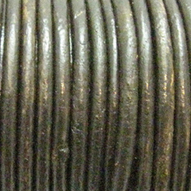 1 x Rol DQ leer rond 2mm Vintage  Olijf Groen per 25 meter