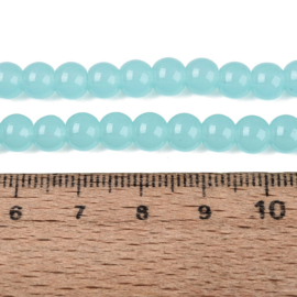 30 x Imitatie jade glaskralen rond 6-6,5 mm – gat 1,4 mm – Turquoise