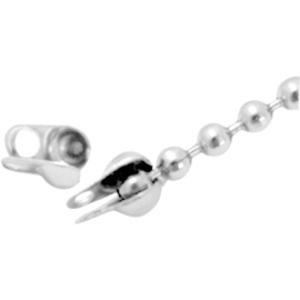 10  x Silver DQ eindkapje ball chain DQ Silver plated Ø 2mm (Nikkelvrij)