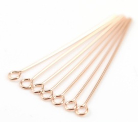 100 x Rose Gold Kettelstiften 50 mm dikte 0,7mm