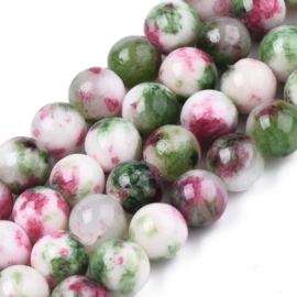 10 x  Edelsteen kralen geverfde witte Jade, Camellia 8mm, gat: 1mm