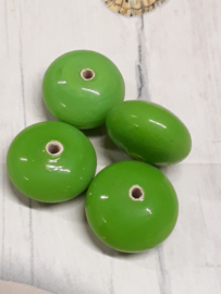 10 x groene disc glaskraal 14x9mm gat:2mm