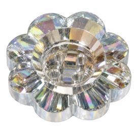 1 x Facet acryl kraal knoop button 25 mm – 4 gaten ca. 1,5 mm – kristalkleur clear AB