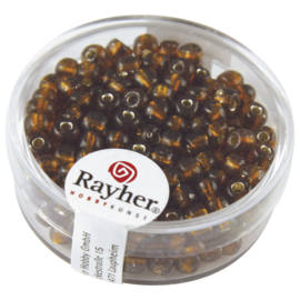 Rayher Rocailles Transparant 17 gram 2 mm Bruin zilverinslag