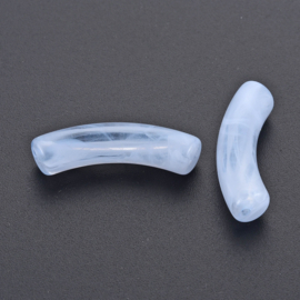 10 x Acryl kralen tube  transparant Light Steel Blue ca. 33x8mm (gat Ø1.6mm)