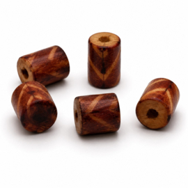 25 x Afrikaanse houten kralen cilinder 10 x 9 mm – gat ca. 3 mm – bewerkt met print