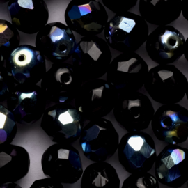 15  x ronde Tsjechië  kraal kristal facet 8mm kleur: ab zwart gat: 1mm
