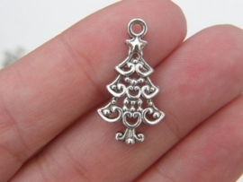 6 x Tibetaans zilveren kerstboom 24 x 13,5 x 2mm oogje: 2mm (Nikkelvrij)