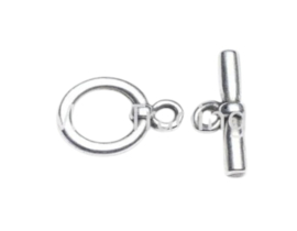 1x DQ metaal kapittel sluiting antiek zilver kleur. staafje 26 x 10mm, oogje 16 x 22mm Ø 3,5mm (Nikkelvrij)