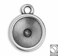1 x  DQ metaal hanger voor SS39 (c.a. 8mm) puntsteen Antique zilver kleur 13,5 x 10,9 mm oogje 1 mm (Nikkelvrij)