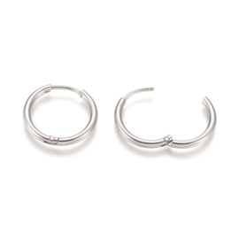 2 x Tarnish Resistant 202 RVS Creolen Hypoallergeen met 316 Chirurgisch stalen Pin,  Afm. c.a. 18~19 mm x  2 mm pin: 1 mm (Nikkelvrij)
