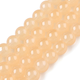 20 x Imitatie jade glaskralen rond 8 x 7 mm – gat 1,2 mm – Navajo White