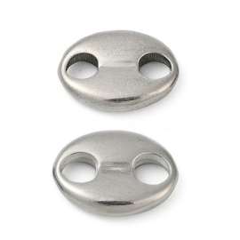 2 x 304 RVS bean beads - varkensneus kraal - knoop verdeler 14,5 x 11 x 3 mm – gat 3,7 mm – RVS kleur