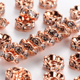 25 x  rose gold vergulde Kristal Rondellen 6mm