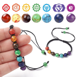 Buddha Chakra armbandje verstelbaar met gemengde edelsteen kralen 8mm