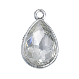 1 x Geboorte steen hanger prachtig kristal facet April Diamant Helder 19x12 mm
