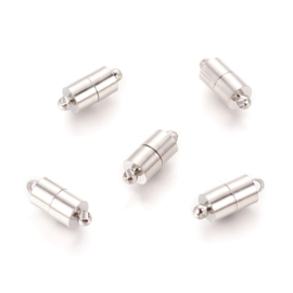Magneetsluiting 16mm x 6mm gat: 1,5mm  platinum (Nikkelvrij)