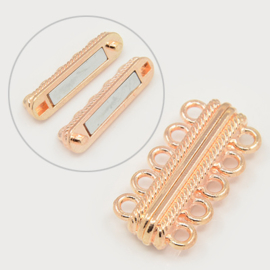 Luxe magneetsluiting voor 5 rijen Rose gold 33x17mm oogjes: 2,5mm