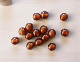 30 x Transparante DQ Glasparel – 6 mm – Kleur Coffee Delight – Gat ca. 1 mm